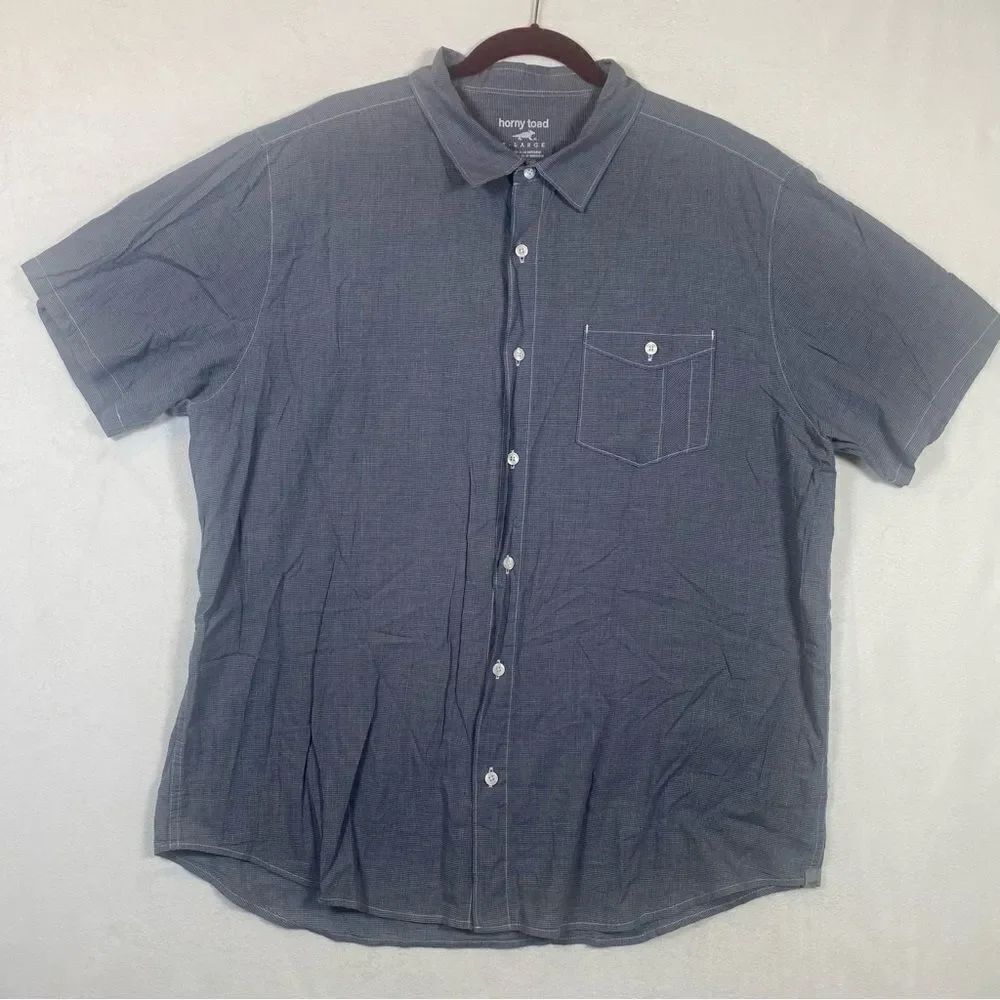 Horny Toad Blue Short Sleeve Button Down Shirt Size XL